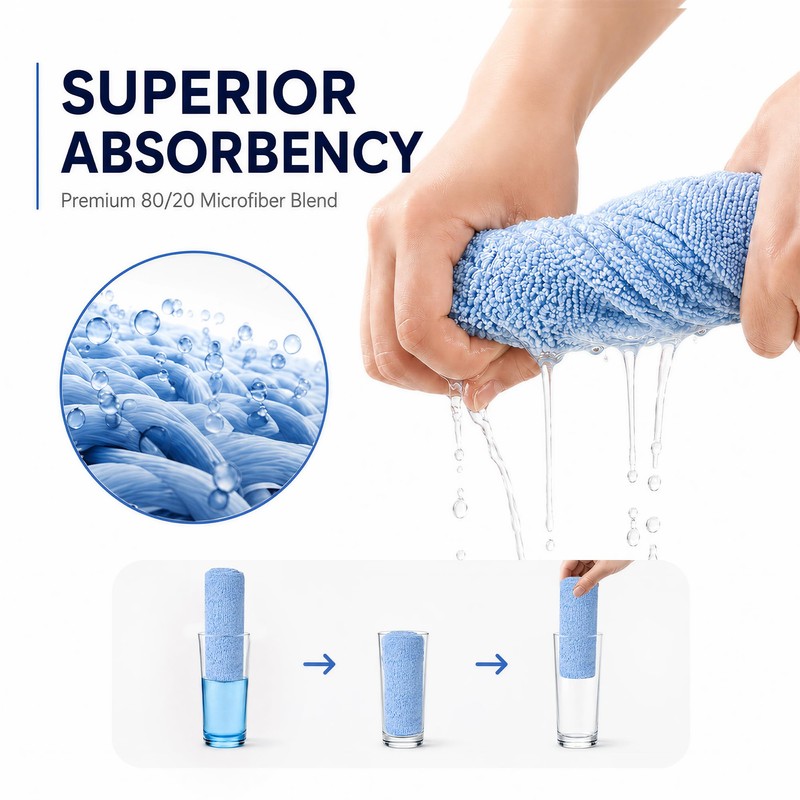 Microfiber Cleaning Cloth Roll 80 PCS, 12" x 12"