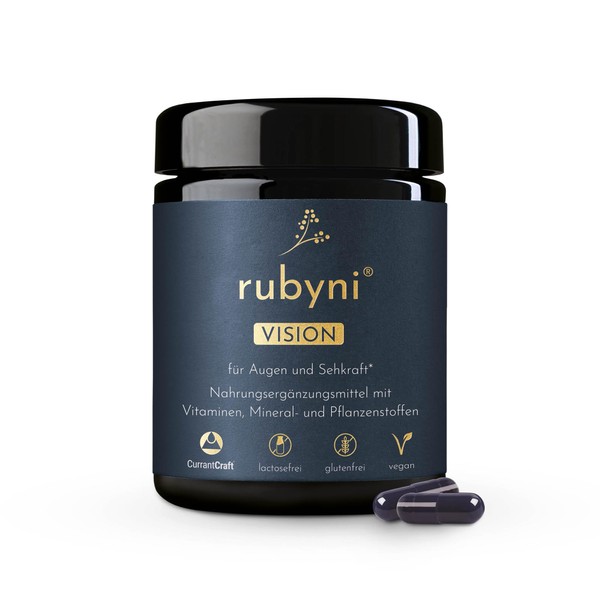 rubyni® Vision for Eyes & Vision (140 Capsules) • Blackcurrant Extract with Vitamins & Minerals • Natural Eye Vitamins & Minerals • 100% Vegan