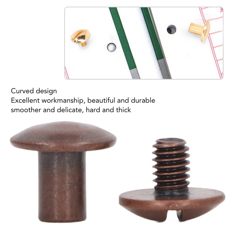 200 Sets Book Binding Screw Uniform Coating Curved Surfaces Brass