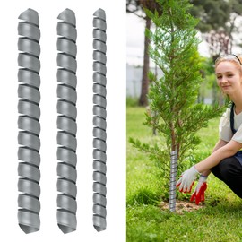 UCandy 3 PCS Tree Trunk Protector, 3 Size Plastic Spiral Tree Guard Tree Bark Protector Tube Wraps to Protect Saplings Plants from Deer Rabbit Cats Rodents Mowers (3, Gray)