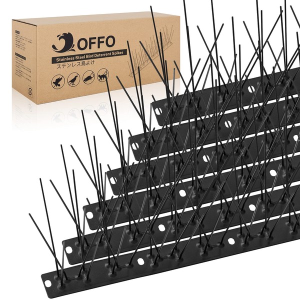 OFFO Black Bird Spikes Pre-Assembled for Pigeons Birds, Durable Bird