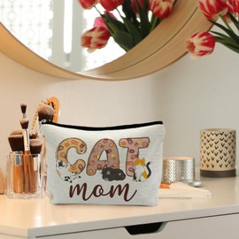 RYYCDOI Cat Mom Gifts, Cute Cat Makeup Bag, Cat Lady Gifts, Cat Gifts for Women Cat Lovers, Cat Cosmetic Bags Toiletry Bag for Women, Cat Makeup Pouch, Cat Accessories for Women