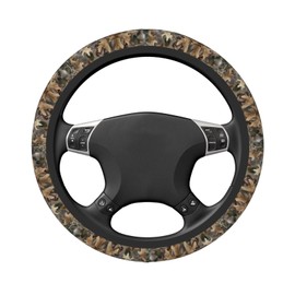 MAGIFUN Brown Camo Steering Wheel Cover Camouflage Auto Steering Wheel Protector Hunting Hunter Anti-Slip Breathable and Sweat Absorption Universal Car Accessories Wheel Covers