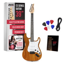 LyxPro CS 39” Electric Guitar Kit for Beginner, Intermediate & Pro Players with Guitar, Amp Cable, 6 Picks & Learner’s Guide | Solid Wood Body, Volume/Tone Controls, 5-Way Pickup - Mahogany
