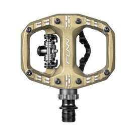 Funn Clast Clip-In Pedals with Dual Platform for MTB, Commuting, Touring, SPD-Compatible Clipless Pedal on One Side, Flat Platform on the Other (Pilsner)