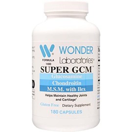 Wonder Labs Super GCM Formula 1400 Glucosamine and Chondroitin MSM, Bone, Joints, and Cartilage Support, 180 Capsules