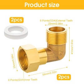 yotutun Brass Movable Screw Connection, Pack of 2 3/4 Inch Angle 90° IG/AG 3/4 Inch 90 Degree Elbow DN20 90 Degree Angle Fitting for Water Installations Central Heating Systems Pipe Connection