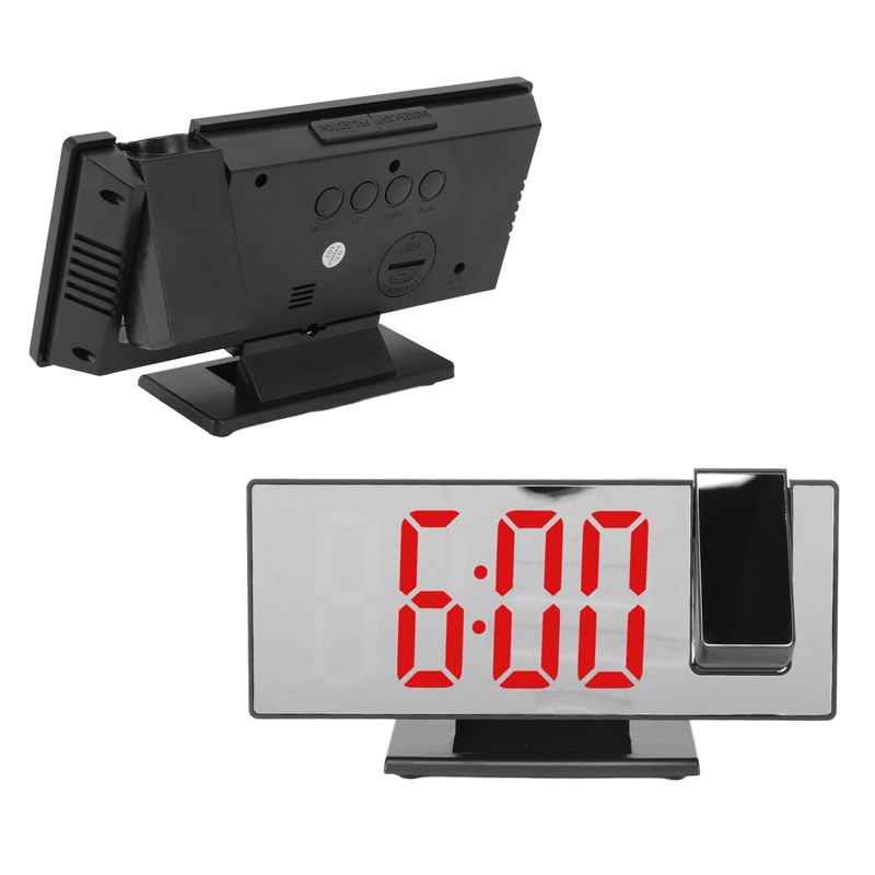 Projection Digital Alarm Clock USB Charging Automatic Dimming LED Mirror