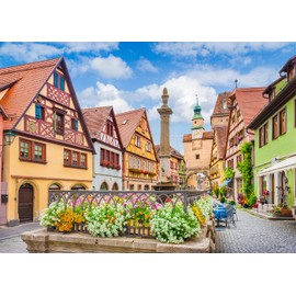 DePhoto 7x5Ft Oktoberfest Backdrop Germany Bavarian Street Backdrop Historic Town Rothenburg ob der Tauber Background Beer Festival Munich Carnival Party Decorations Studio Booth Photo Props