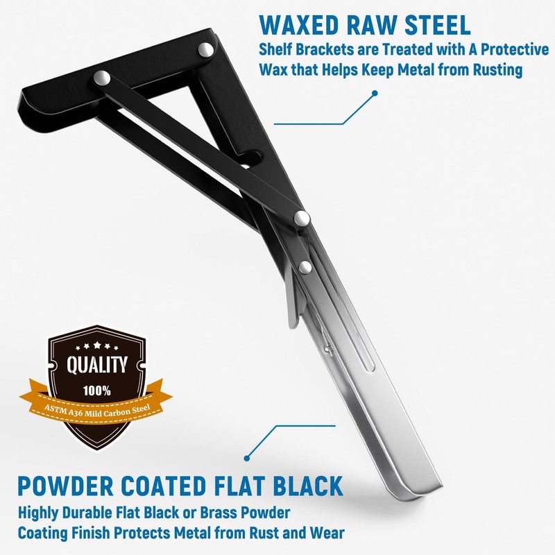 LEOPO 12 inch Folding Shelf Brackets, Heavy Duty Wall Mounted