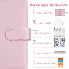 ChangWanna A6 Money Budget Ring Binder - Money Saving Wallet Organiser Binder with Pockets, Cash Stuffing Budget Wallet Planner Binder with Cash Envelope, Money Folder Wallet Organiser for Cash Saving