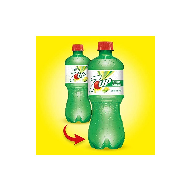 7up Zero (Diet) 20oz Soda Bottles, Pack of 16 (Total