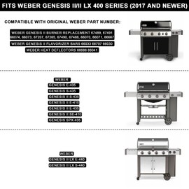 soldbbq GS4 Grill Parts Kits for Weber Genesis II/II LX 400 Series Gas Grill Genesis 2 SE-410, Genesis 2 E410, Genesis II E-435, Weber Genesis 2 Flavorizer Bars 66033 66797 Heat Deflectors 66041 Parts