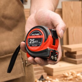 HAUTMEC - Cinta métrica de 25 pies con marcas fraccionarias de 18 escala doble métricaimperial con gancho magnético cinta métrica para construcción,