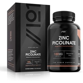 Zinc Picolinate 100mg - 1000% Daily NRV - Elemental Zinc Picolinate - 120 Vegan Capsules - No Additives — Non-GMO, Gluten Free.