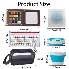 QDXQHS Mini Watercolor Paint Set Travel Portable Palette Pocket Artists Wooden Gird Paint Box for Kids Painters Students（Chocolate Shape）