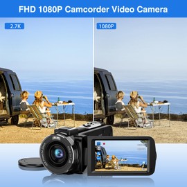 CAMKORY Video Camera Camcorder FHD 2.7K IR Night Vision Kmera for YouTube 3.0 Inch Rotating IPS Screen 16X Digital Zoom