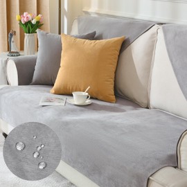 Alishomtll Sofa Cover 1/2/3/4 Seater, Universal Waterproof Sofa Cover Corner Sofa, L Shape Couch Cover, Dog Cat Non-Slip Sofa Throws, Sofa Protector for Living Room (Light Grey, 70 x 150 cm)