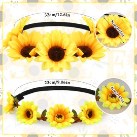 Sunflower Headband, Flower Headband, Decorative Hair Band, Sunflower Headwear, Flower Headbands, Bridal Wedding Headdress, Beach Hair Accessories for Women and Girls (Pack of 2)