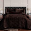 Tribeca Living Velvet Queen Quilt Set, Three-Piece Lugano Honeycomb Stitch