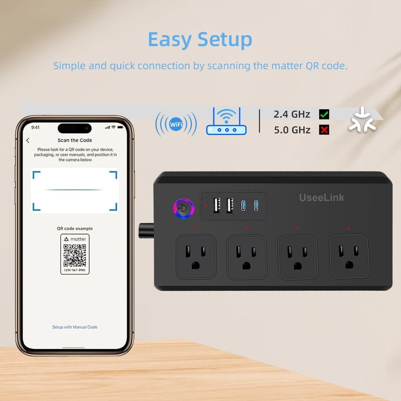 UseeLink Matter Smart Power Strip, Works with Apple HomeKit, Google