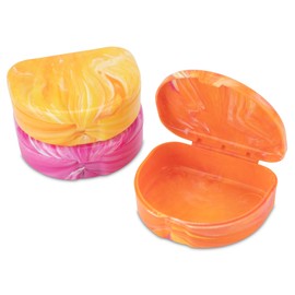 Practicon Marble Retainer Cases, Orthodontic Aligner Case, Mouth Guard Holder (3 Pack) (Sunset)