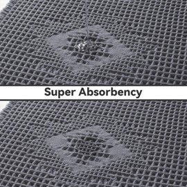 COCOER Waffle Bath Mat, Super Absorbent Bathroom Mat with Tassels, Machine Washable Non Slip Bath Mats for Bathroom, Soft Bathroom Runner Rug for Laundry Room, Bedside, Hallway, Grey 24" x 48"