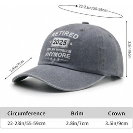 HAFOUXIGM Retirement Gifts for Men Women 2025, Funny Retired Hat Not My Problem Anymore Baseball Cap Grey