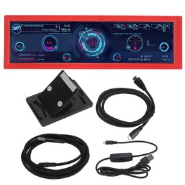 8.8 Inch PC Temperature Display Professional HD IPS 1920x480 LCD Display PC CPU Data Secondary Display for RPi for Linux for Windows Red