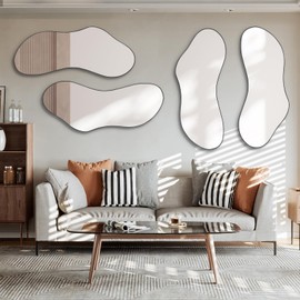 DAOYIJIAJU Irregular Mirror, 47.25"x20.8" Big Asymmetrical Mirror, Large Modern Wall Mirror, Cloud Shaped Mirror for Living Room Bathroom Bedroom Entryway Fireplace