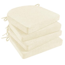 Basic Beyond Chair Cushions for Dining Chairs 4 Pack, Kitchen Chair Cushions with Ties and Non Slip Backing, 16 x 16 inches Chair Pads for Dining Chairs (Beige)