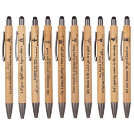 10 Pcs Christian Inspirational Stylus Bamboo Ballpoint Pens Set Bible Pens Bulk Christian Pens Gifts for Student Teacher Coworker Office Supplies