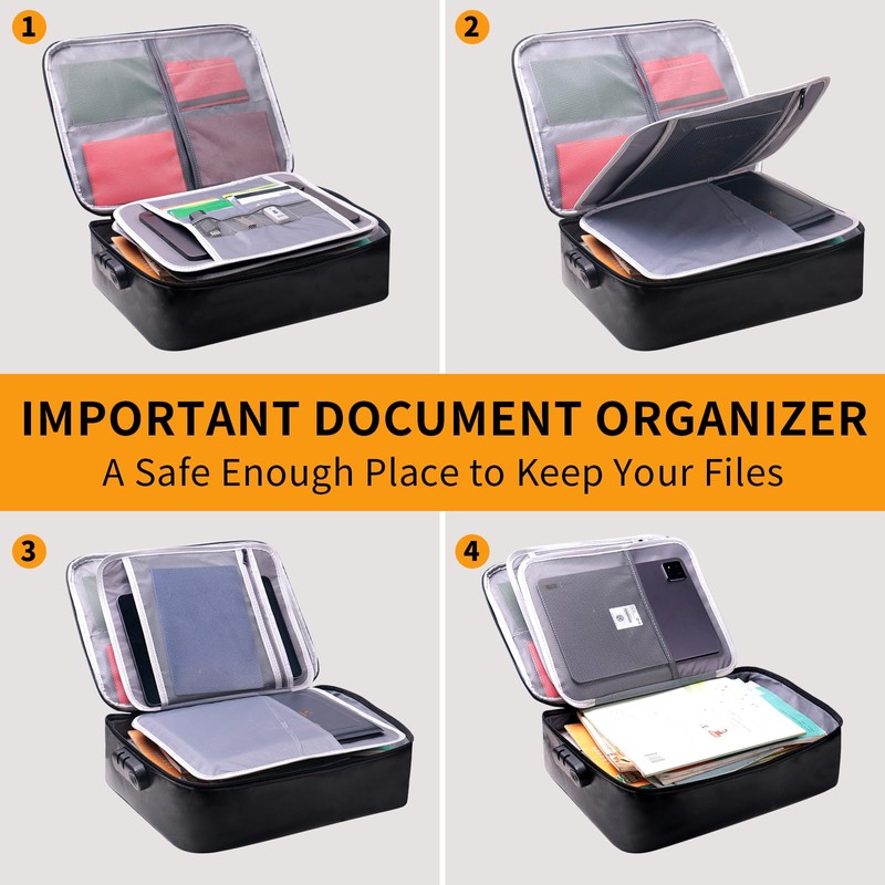 BOZHOUGG ® Fireproof Document Box with Lock - Waterproof Home