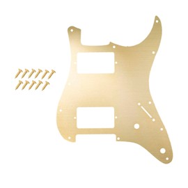 DIAO79NI Pro 11 Hole HH Guitar Strat Metal Aluminum Pickguard Humbucker for American/Mexican Fender Standard Stratocaster Modern Style, Gold-1ply (Anodized Aluminum).