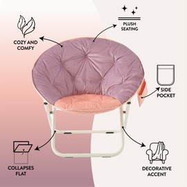 Urban Lifestyle Colorblock Micromink Saucer™ Chair with White Legs, Purple/Pink
