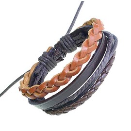 benerini Brown Leather Triple Wrap Around Strap Bracelet - 240