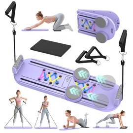 Lazolloa 4 in 1 Home Gym Equipment, Pilates Board for Women, Foldable Pilates Reformer Set with Timer, Portable Pilates Machine for Home Workout, Fitness, Exercise, Ab, Core