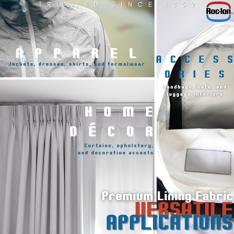 Roc-lon 54 Inch Budget Blackout Drapery Lining, White Cut by