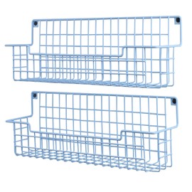 AURIKAR Spice Rack Wall Mount, 2 Packs Spice Organizer for Kitchen and Cabinet Door, Hanging Storage Rack for Wall Saving Space in Kitchen Bathroom, Restroom and RV, Light Blue