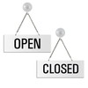 Open Closed Sign made of white melamine plus suction cup