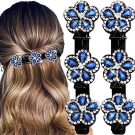 Outyua Braided Hair Clips Sparkling Crystal Stone Braided Hair Clips for Women Rhinestone Duckbill Hairpin 2Pcs