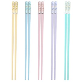 Bestomrogh 5 Pairs of Chinese Chopsticks, Cherry Blossom Pattern, Non-Slip Chopsticks, 5 Colours, Reusable Chopsticks, Sushi Chopsticks for Home, Restaurant, 24 cm