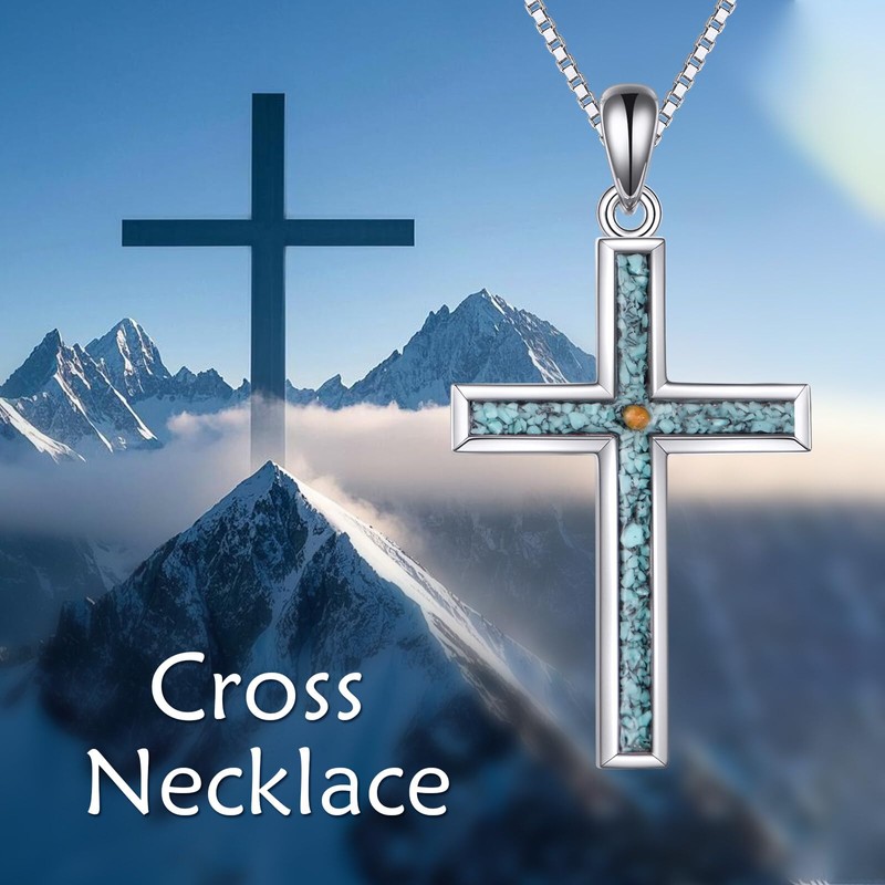 SHEAISRS Mustard Seed Necklace 925 Sterling Silver Cross Pendant for