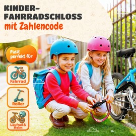 Children's Bicycle Lock with Numbers - Children's Bicycle Lock 65 cm - Lightweight and Safe - Combination Lock Bicycle - Lock for Children's Bicycle - Rainbow Motif