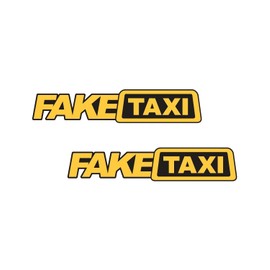 FakeTaxi 2 x Laminated Vinyl Polymeric Die Cut Car Stickers JDM Tuning OEM Stickerbomb Yellow and Black
