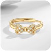 Bow Ring Fashion Jewelry CZ Crystal Diamond Bowknot Open Adjustable