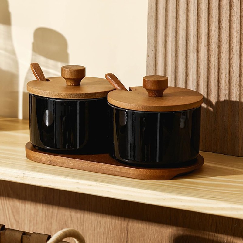 OnePine 220ml/7.74 oz Kitchen Condiment Container, Ceramic Sugar Bowl with