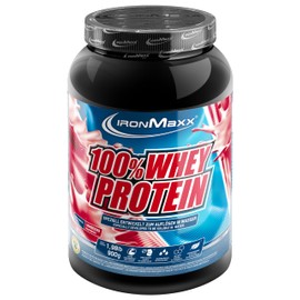 IronMaxx 100% Whey Protein Pulver - Himbeer 900g Dose | zuckerreduziertes, wasserlösliches Eiweißpulver aus Molkenprotein | viele verschiedene Geschmacksrichtungen