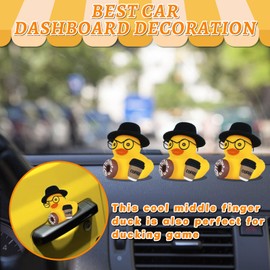 Rubber Duck for Jeeps Car Dashboard Decoration with Coffee Doughnut,Squeaky Duck Party Favors Game Rewards Home Ornamen with Glasses Porkpie Hat