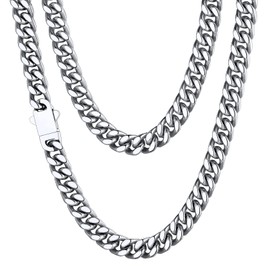 Silver Chain Cuban Link Chain for Women Non Tarnish Jewelry Curb Chain Best Gifts for a Brother Stainless Steel Chain for Men Hip Hop Chain Necklaces
